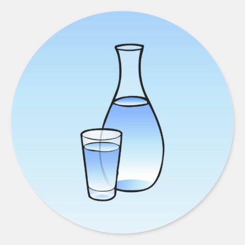 Water Carafe Classic Round Sticker