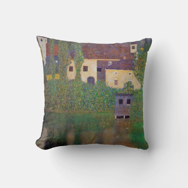 Water Castle, Gustav Klimt Throw Pillow (Front)