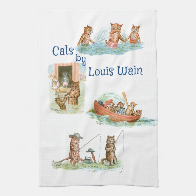 Water Cats by Louis Wain Kitchen Towel (Vertical)