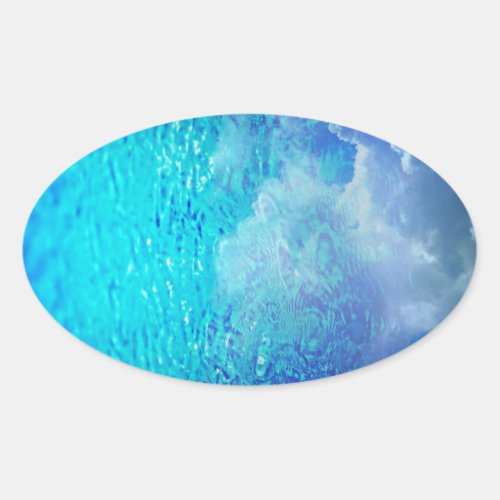Water  Clouds Oval Sticker
