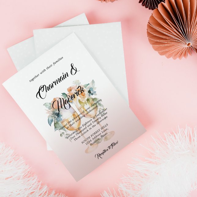 Water Color Alabaster Dusty Pink Roses Wedding Invitation (Creator Uploaded)