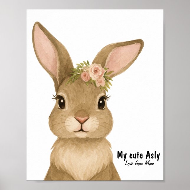 Water color baby bunny nursery poster (Front)