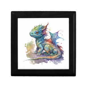 Water color baby dragon whimsical gift box