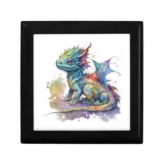 Water color baby dragon whimsical gift box