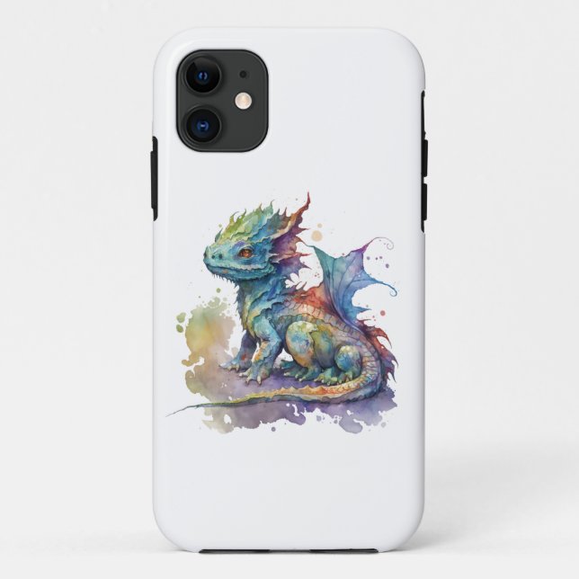 Water color baby dragon whimsical iPhone 11 case (Back)
