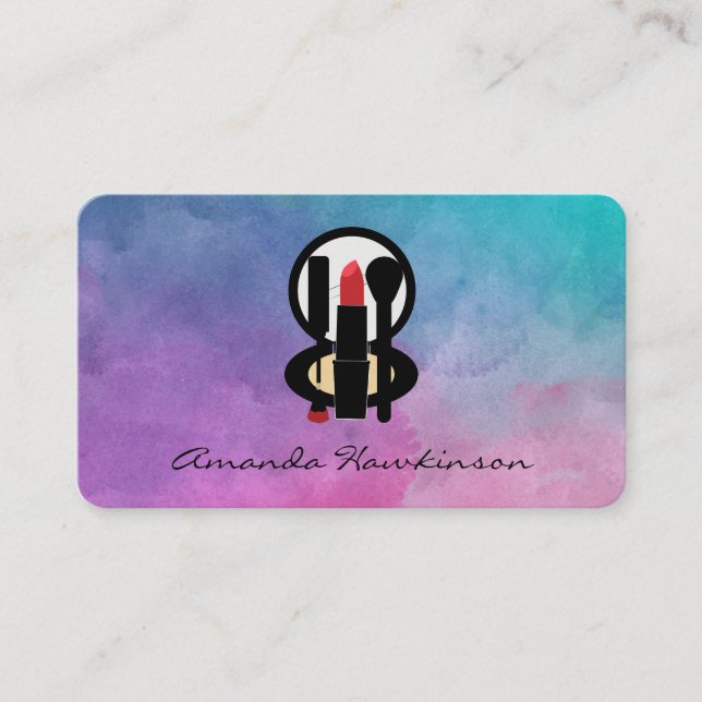 Water Color Beautician Business Card (Front)