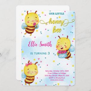 Water Color Bee Birthday Invitation
