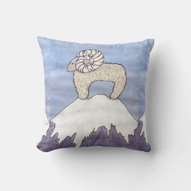 Water color Big Horn Sheep ram  pillow (Front)