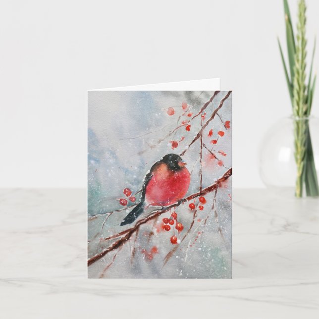 Water Color Bird Christmas Card (Front)