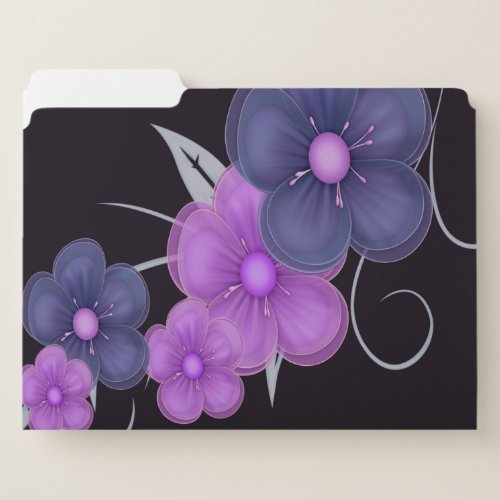 water color black  purple  floral file folder