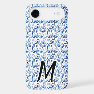 Water Color Blue Leaf Mosaic Fine Art Monogram iPhone 17 Air Case