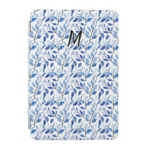 Water Color Blue Leaf Mosaic Fine Art Monogram iPad Mini Cover