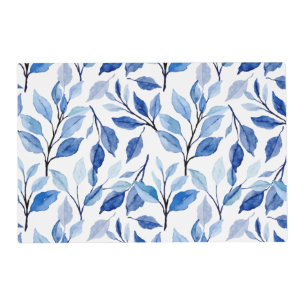 Water Color Blue Leaf Waves Teal Mosaic Fine Art Placemat