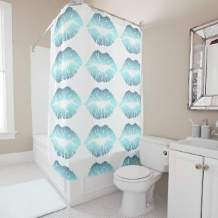 Water Color Blue Lips Shower Curtain