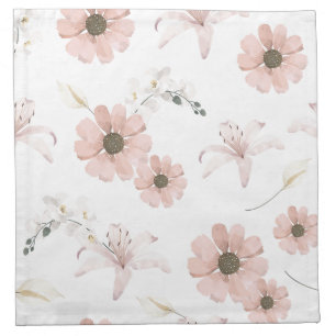 Water Color Blush Pink Flowers Art Cloth Napkin