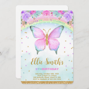 Water Color Butterfly Birthday Invitation