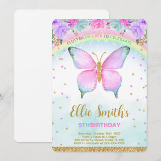 Water Color Butterfly Birthday Invitation