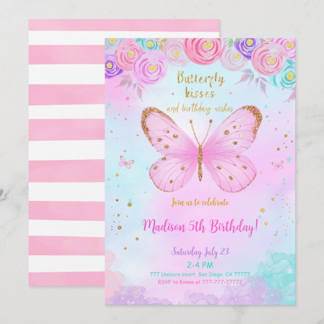 Water Color Butterfly Invitation (Front/Back)