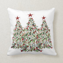 Water Color Christmas Tree 20"x20" Pillow
