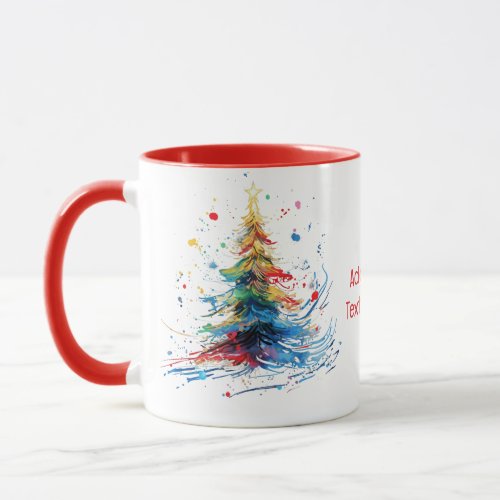 Water Color Christmas Tree Celebrate Christmas Red Mug