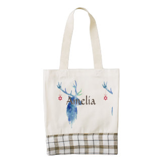 water color,digitally painted, christmas deer,deco zazzle HEART tote bag