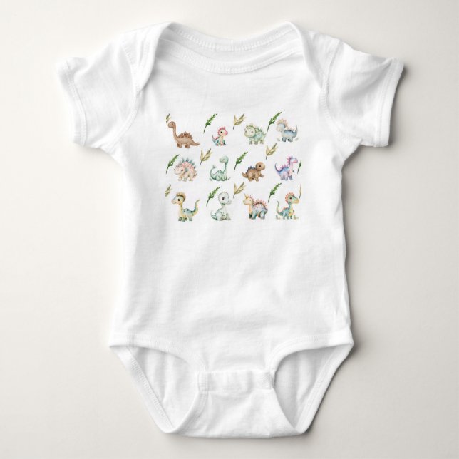  water color Dinosaur T-Shirt Baby Bodysuit (Front)