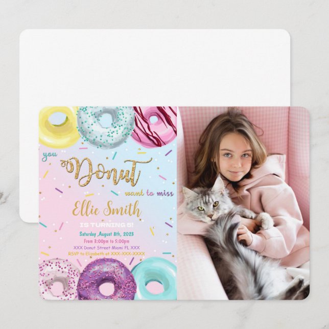 Water Color Donut Photo Invitation (Front/Back)