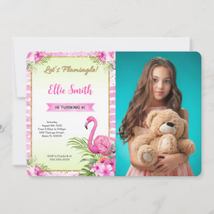 Water Color Flamingo Photo Invitation