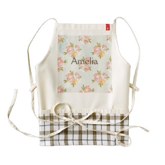 water color,floral,coral,cute,girly,trendy,chic,te zazzle HEART apron