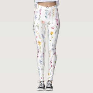 Water Color Floral Pattern Leggings
