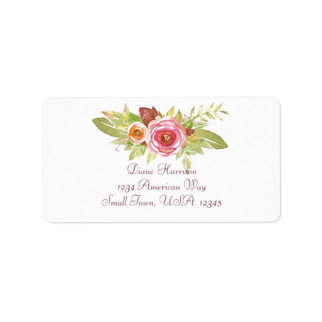 Water Color Flower Bouquet Address Labels (Front)