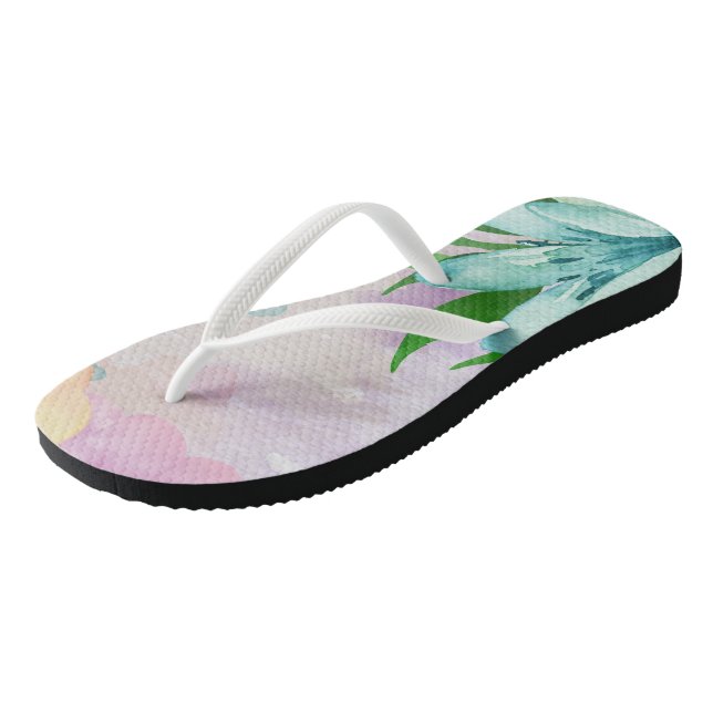 Water Color Flower Flip Flops (Angled)