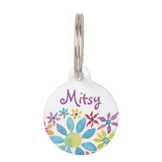 Water Color Flower Pet Tag