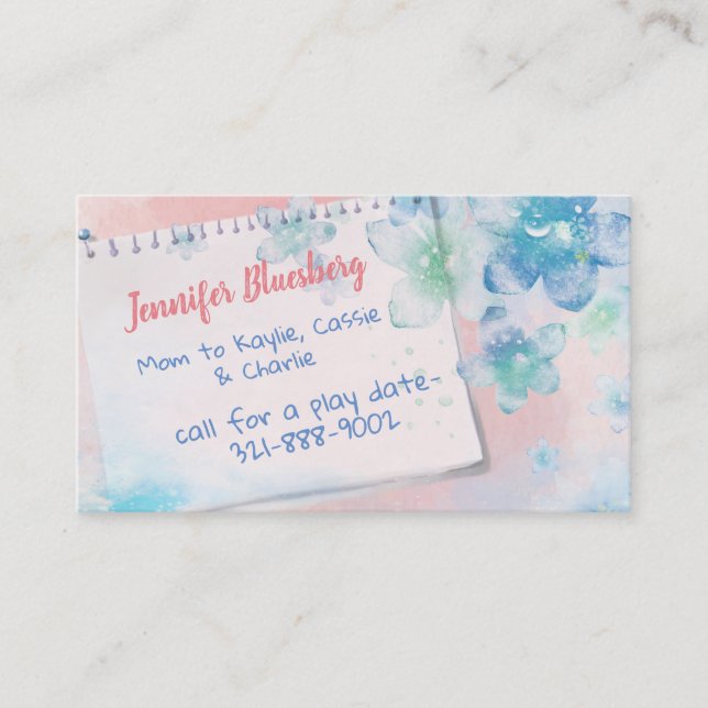 Water Color Flowers Mommy Card (Front)