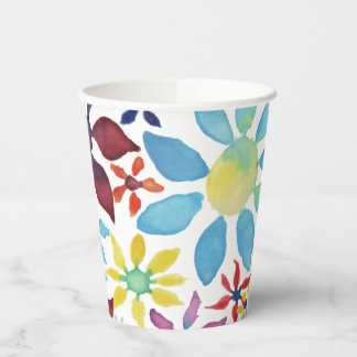 Water Color Flowers Paper Cup