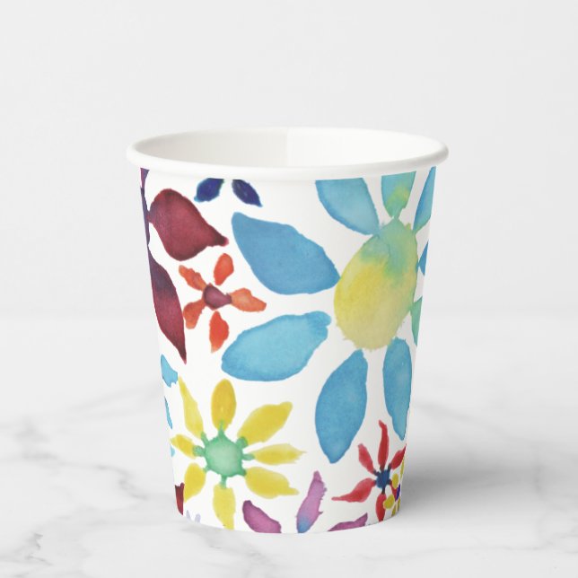 Water Color Flowers Paper Cup (Left)