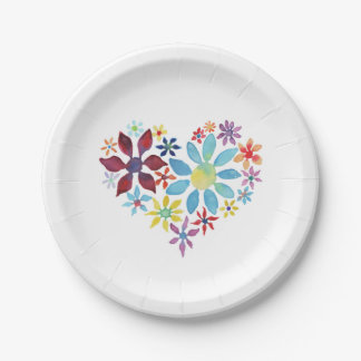 Water Color Flowers Paper Plates