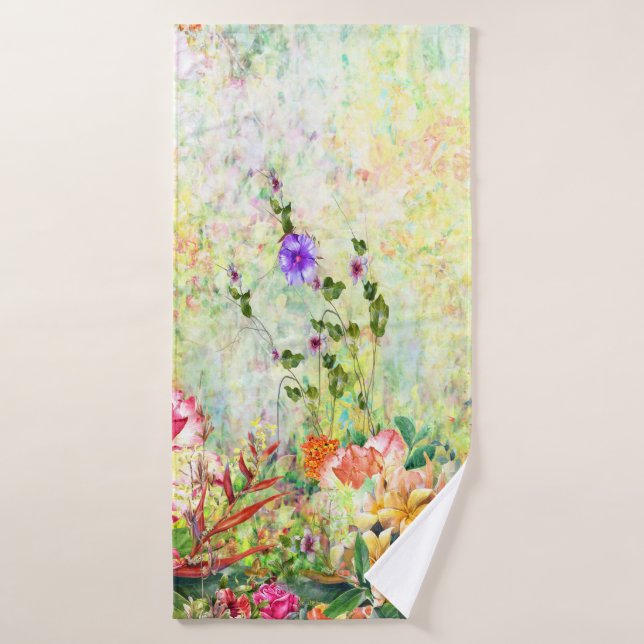 Water Color Flowers Pattern  Bath Towel (Bath Towel)