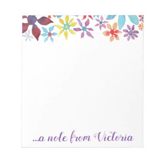 Water Color Flowers Personalized Notepad