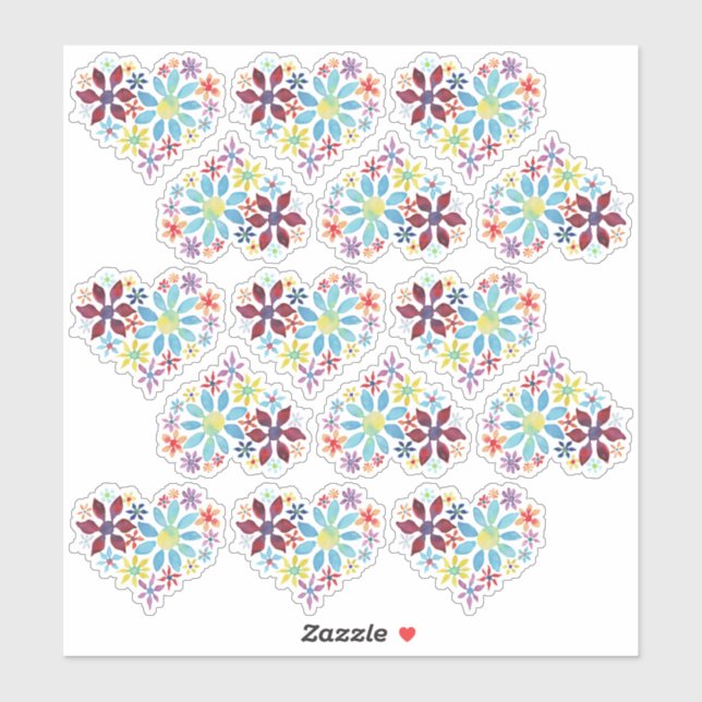 Water Color Flowers Sticker (Sheet)