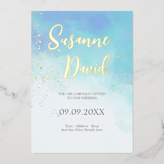 Water Color & Foil Invitation (Front)