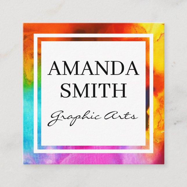 Water Color | Graphic Artist Square Business Card (Front)