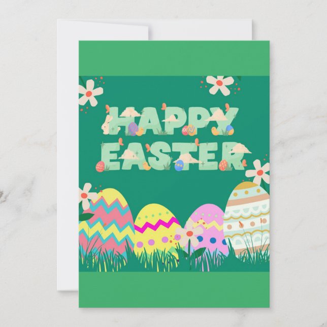Water color green easter egg card  (Front)