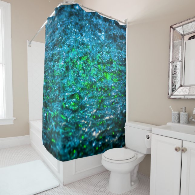 Water Color - Green Shower Curtain (In Situ)