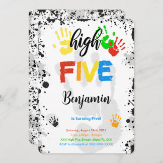 Water Color High Five Birthday Invitation