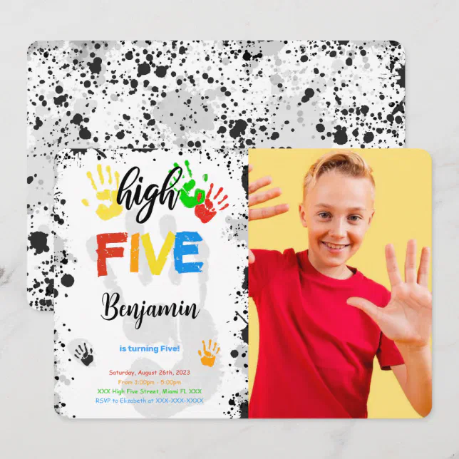 Color High Five Ribbon Water Color High Five Photo Invitation | Zazzle