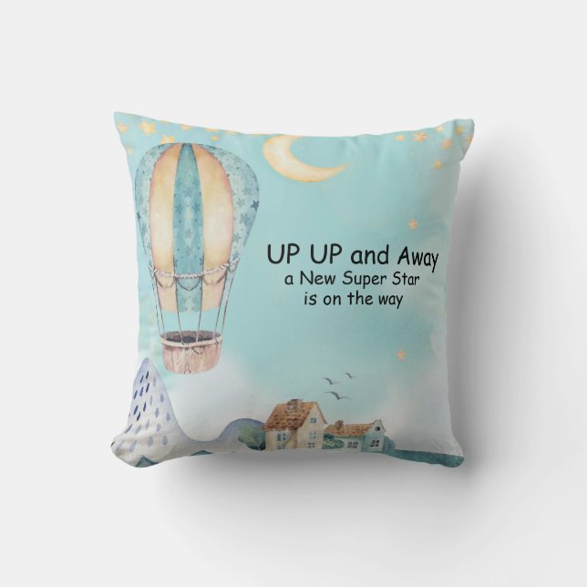 water color hot air balloon Throw Pillow (Front)