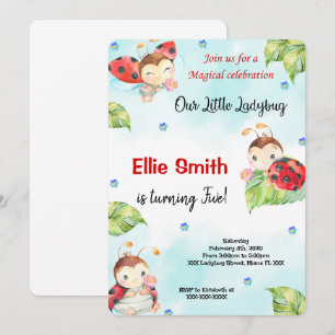 Water Color Ladybug Invitation