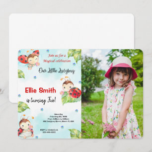 Water Color Ladybug Photo Invitation