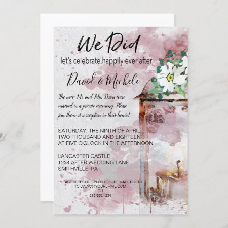 Water Color Lantern & Flowers Post Wedding Party Invitation